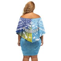 Personalised Happy Malampa Fiji Day Off Shoulder Short Dress Half Mix Style