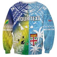 Personalised Happy Malampa Fiji Day Sweatshirt Half Mix Style