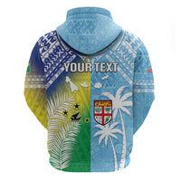 Personalised Happy Malampa Fiji Day Zip Hoodie Half Mix Style