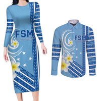Personalised Federated States of Micronesia Couples Matching Long Sleeve Bodycon Dress and Long Sleeve Button Shirt Happy 38th Independence Anniversary