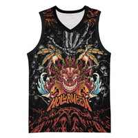 Aloha Halloween Basketball Jersey Horror Tiki Heavy Metal Style - Polynesian Pride