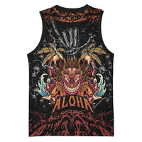 Aloha Halloween Basketball Jersey Horror Tiki Heavy Metal Style - Polynesian Pride