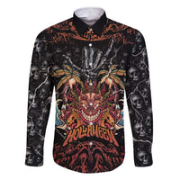 Aloha Halloween Family Matching Short Sleeve Bodycon Dress and Hawaiian Shirt Horror Tiki Heavy Metal Style - Polynesian Pride