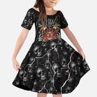 Aloha Halloween Family Matching Summer Maxi Dress and Hawaiian Shirt Horror Tiki Heavy Metal Style LT05 Daughter's Dress Black - Polynesian Pride