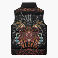 Aloha Halloween Sleeveless Puffer Jacket Horror Tiki Heavy Metal Style - Polynesian Pride