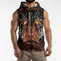 Aloha Halloween Sleeveless Zip Hoodie Horror Tiki Heavy Metal Style LT05