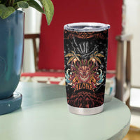 Aloha Halloween Tumbler Cup Horror Tiki Heavy Metal Style - Polynesian Pride