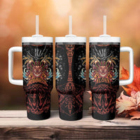 Aloha Halloween Tumbler With Handle Horror Tiki Heavy Metal Style - Polynesian Pride