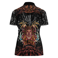Aloha Halloween Women Polo Shirt Horror Tiki Heavy Metal Style - Polynesian Pride