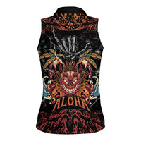 Aloha Halloween Women Sleeveless Polo Shirt Horror Tiki Heavy Metal Style - Polynesian Pride
