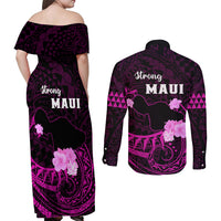 Hawaii Strong Maui Couples Matching Off Shoulder Maxi Dress and Long Sleeve Button Shirt Lahaina Is Not For Sale LT05 - Polynesian Pride