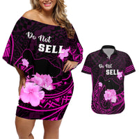 Hawaii Strong Maui Couples Matching Off Shoulder Short Dress and Hawaiian Shirt Lahaina Is Not For Sale LT05 Pink - Polynesian Pride