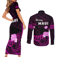 Hawaii Strong Maui Couples Matching Short Sleeve Bodycon Dress and Long Sleeve Button Shirt Lahaina Is Not For Sale LT05 - Polynesian Pride