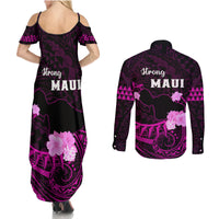 Hawaii Strong Maui Couples Matching Summer Maxi Dress and Long Sleeve Button Shirt Lahaina Is Not For Sale LT05 - Polynesian Pride