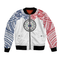 Samoa Black Saturday Bomber Jacket Polynesian Tribal Simple Style LT05 Unisex White - Polynesian Pride