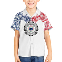 Samoa Black Saturday Family Matching Off Shoulder Maxi Dress and Hawaiian Shirt Polynesian Tribal Simple Style LT05 Son's Shirt White - Polynesian Pride