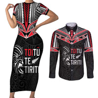 Aotearoa Toitu Te Tiriti Couples Matching Short Sleeve Bodycon Dress and Long Sleeve Button Shirt New Zealand Honour The Treaty