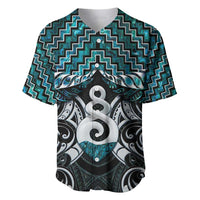 New Zealand Maori Baseball Jersey Poutama Pikorua Turquoise Paua Shell LT05 Turquoise - Polynesian Pride