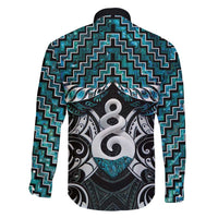 New Zealand Maori Family Matching Mermaid Dress and Hawaiian Shirt Poutama Pikorua Turquoise Paua Shell LT05 - Polynesian Pride