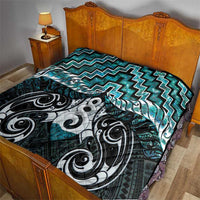 New Zealand Maori Quilt Poutama Pikorua Turquoise Paua Shell