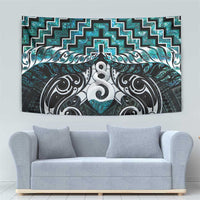 New Zealand Maori Tapestry Poutama Pikorua Turquoise Paua Shell