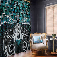 New Zealand Maori Window Curtain Poutama Pikorua Turquoise Paua Shell