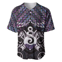 New Zealand Maori Baseball Jersey Poutama Pikorua Purple Paua Shell LT05 Purple - Polynesian Pride