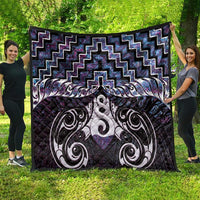 New Zealand Maori Quilt Poutama Pikorua Purple Paua Shell
