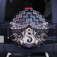 New Zealand Maori Spare Tire Cover Poutama Pikorua Purple Paua Shell