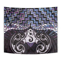 New Zealand Maori Tapestry Poutama Pikorua Purple Paua Shell