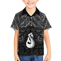 New Zealand Maori Family Matching Tank Maxi Dress and Hawaiian Shirt Poutama Manaia Black Paua Shell
