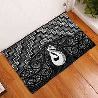 New Zealand Maori Rubber Doormat Poutama Manaia Black Paua Shell LT05 - Polynesian Pride