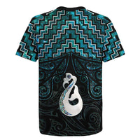 New Zealand Maori Rugby Jersey Poutama Manaia Turquoise Paua Shell