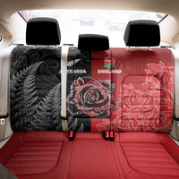 New Zealand And England Rugby Back Car Seat Cover Red Rose Mix Maori Pattern - Polynesian Pride
