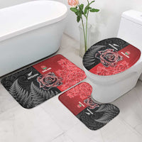 New Zealand And England Rugby Bathroom Set Red Rose Mix Maori Pattern - Polynesian Pride