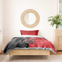 New Zealand And England Rugby Bedding Set Red Rose Mix Maori Pattern - Polynesian Pride