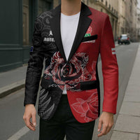 New Zealand And England Rugby Custom Blazer Red Rose Mix Maori Pattern - Polynesian Pride