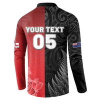 New Zealand And England Rugby Custom Button Sweatshirt Red Rose Mix Maori Pattern - Polynesian Pride