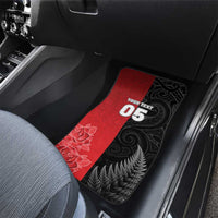 New Zealand And England Rugby Custom Car Mats Red Rose Mix Maori Pattern - Polynesian Pride