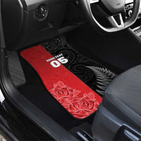 New Zealand And England Rugby Custom Car Mats Red Rose Mix Maori Pattern - Polynesian Pride