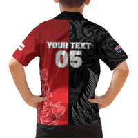 New Zealand And England Rugby Custom Family Matching Off The Shoulder Long Sleeve Dress and Hawaiian Shirt Red Rose Mix Maori Pattern - Polynesian Pride