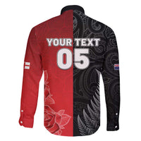 New Zealand And England Rugby Custom Family Matching Puletasi and Hawaiian Shirt Red Rose Mix Maori Pattern - Polynesian Pride