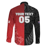 New Zealand And England Rugby Custom Family Matching Puletasi and Hawaiian Shirt Red Rose Mix Maori Pattern - Polynesian Pride