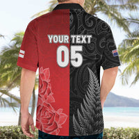 New Zealand And England Rugby Custom Hawaiian Shirt Red Rose Mix Maori Pattern - Polynesian Pride