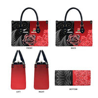 New Zealand And England Rugby Leather Bag Red Rose Mix Maori Pattern - Polynesian Pride