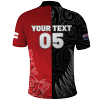 New Zealand And England Rugby Custom Polo Shirt Red Rose Mix Maori Pattern - Polynesian Pride
