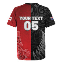 New Zealand And England Rugby Custom Rugby Jersey Red Rose Mix Maori Pattern - Polynesian Pride