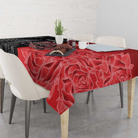 New Zealand And England Rugby Tablecloth Red Rose Mix Maori Pattern - Polynesian Pride