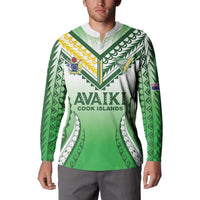 Custom Cook Islands Avaiki Rugby Button Sweatshirt Go Champions - Polynesian Pride