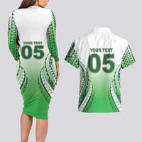 Custom Cook Islands Avaiki Rugby Couples Matching Long Sleeve Bodycon Dress and Hawaiian Shirt Go Champions - Polynesian Pride